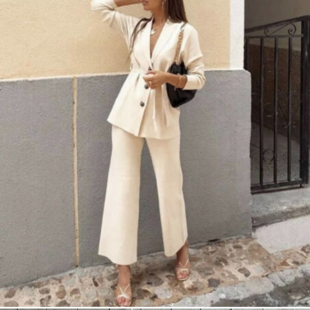 NWT Zara straight leg ribbed knit pants  S